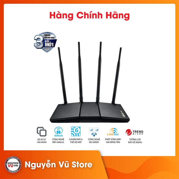 Router WiFi 6 Asus RTAX1800HP chuẩn AX1800 (Xuyên tường) Hàng Chính Hãng