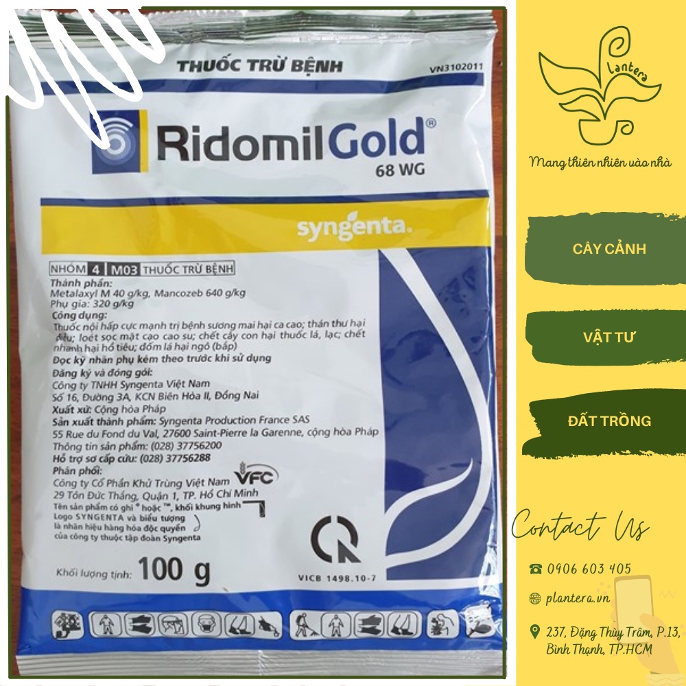 Chế phẩm Trừ Nấm Bệnh RidomilGold 68WG 100G - Chế Phẩm Bảo Vệ Thực Vật - Bvtv