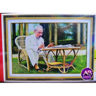 Tranh đính đá Bác Hồ ngồi làm việc (chưa đính) DF422