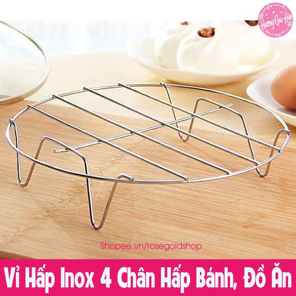 Vỉ Hấp Inox Đa Năng Size 20*5 cm 4 Chân Hấp Bánh, Bánh Bao, Đồ Ăn