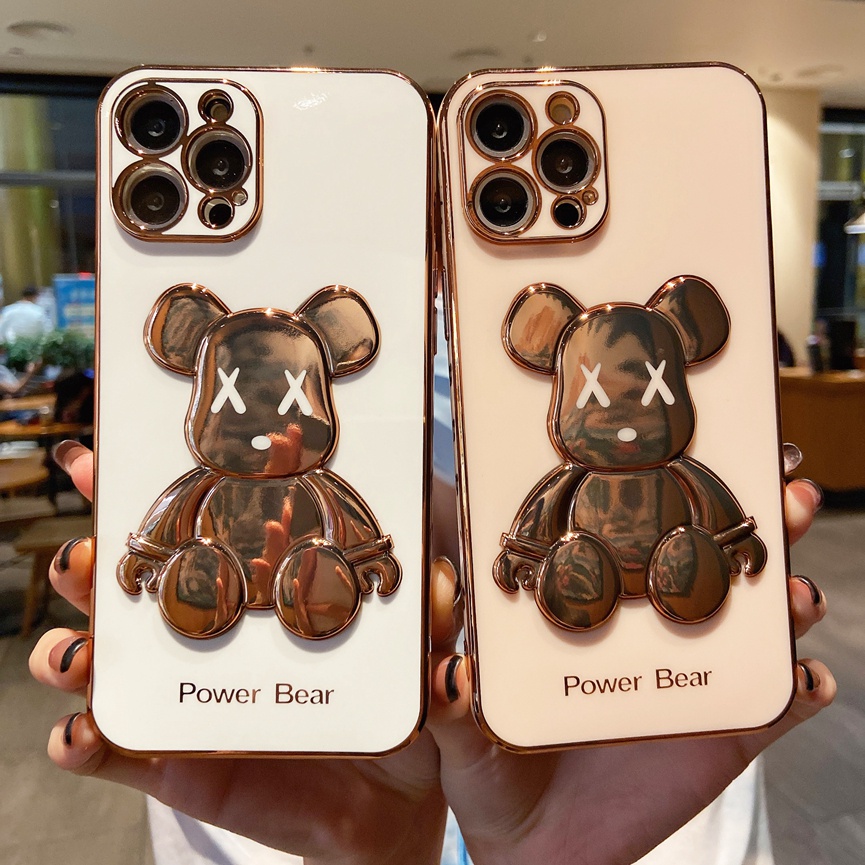 Ốp điện thoại mềm hình gấu hoạt hình đơn giản cho For iPhone 13 12 11 Pro Max XS Max XR X XS 8 7 Plus