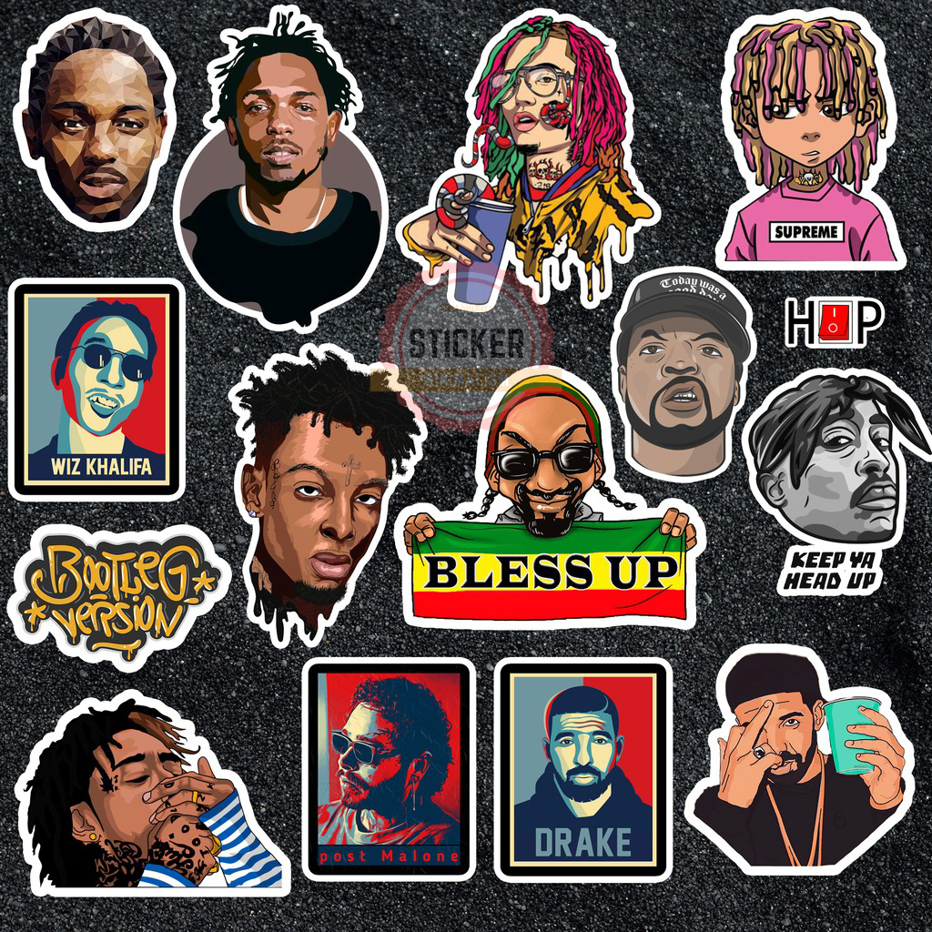Sticker Rapper Hip Hop chống thấm nước, dán nón bảo hiểm, laptop, điện thoại, Vali, xe máy ô tô,..