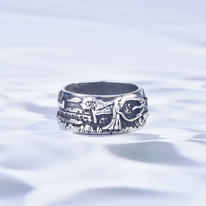 Fashion New Sculpture Series Dragon and St. George's Battle Hunting Ring for Men and Women