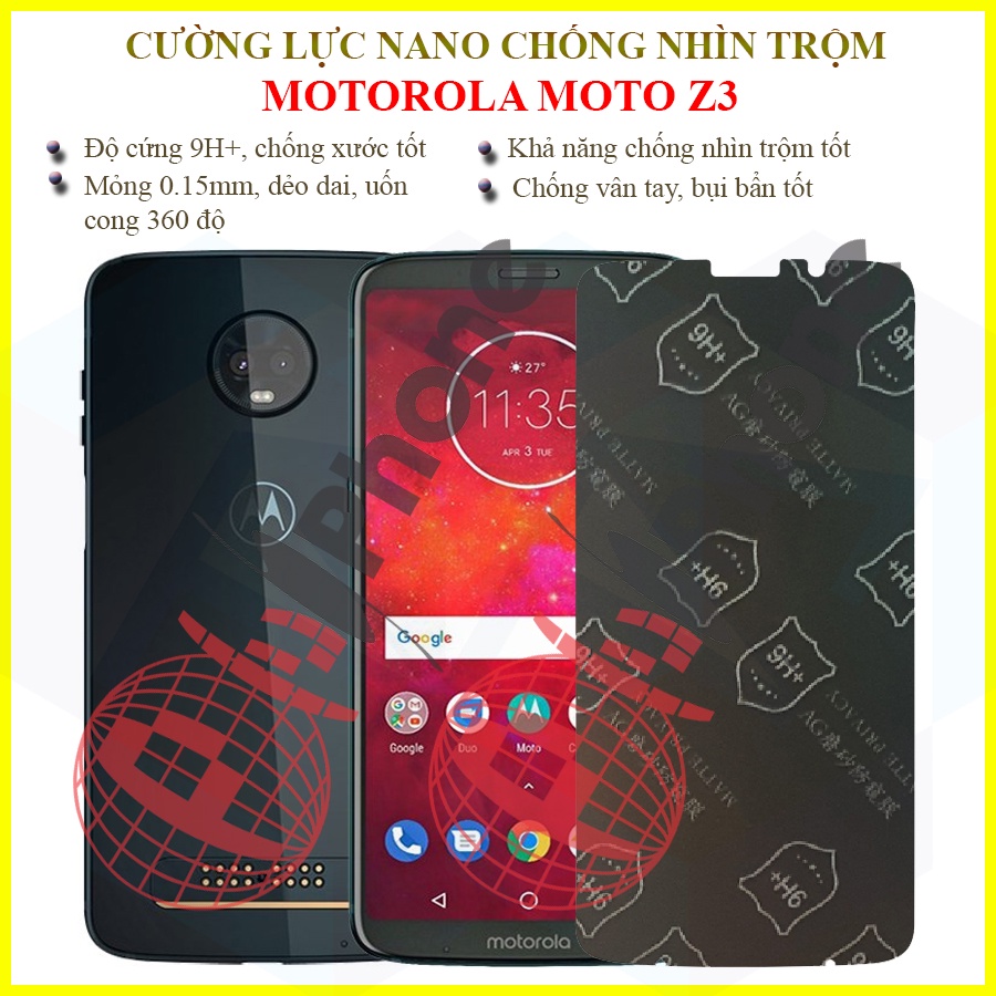 Dán chống nhìn trộm Motorola Moto Z3 - Dán cường lực dẻo nano 9H+