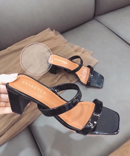Guốc quai mảnh 7p gót vuông