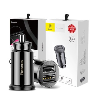 Sạc xe hơi 2 cổng baseus grain 3.1a chính hãng