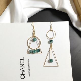 Châu Âu Mỹ Retro Hình Học Băng Xanh Bông Tai Dài Bất Đối Xứng Bông Tai Bông Tai Nữ