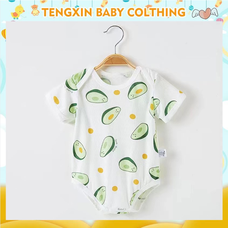 Áo Liền Quần Tay Ngắn Chất Liệu Cotton Mỏng Thoáng Khí Thời Trang Mùa Hè Xinh Xắn Cho Trẻ Sơ Sinh