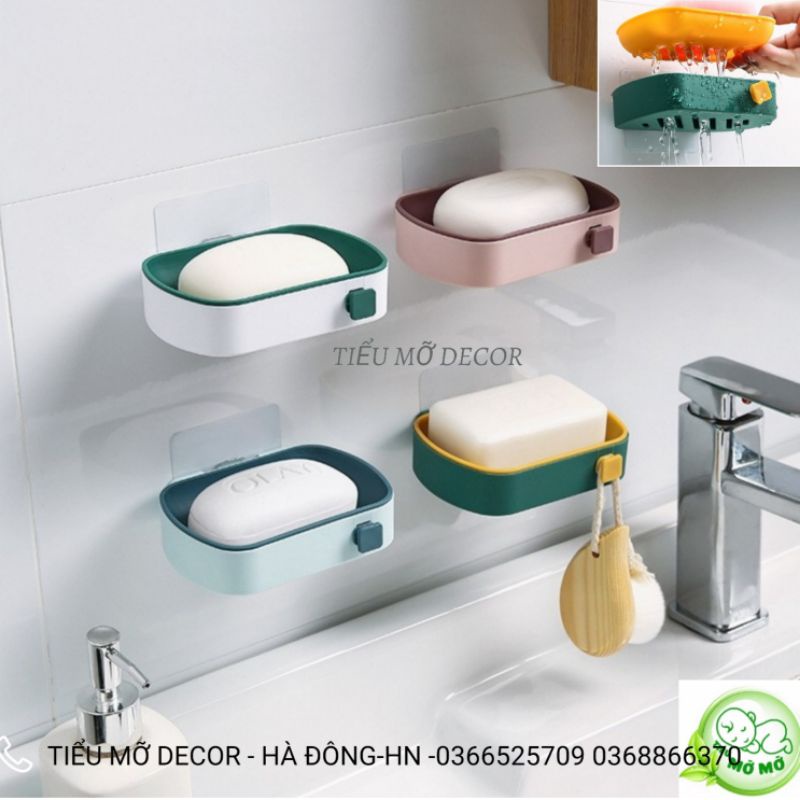Khay Kệ Đựng Xà Bông Xà Phòng 2 Lớp Gắn Tường Có Móc Treo Tiện Lợi