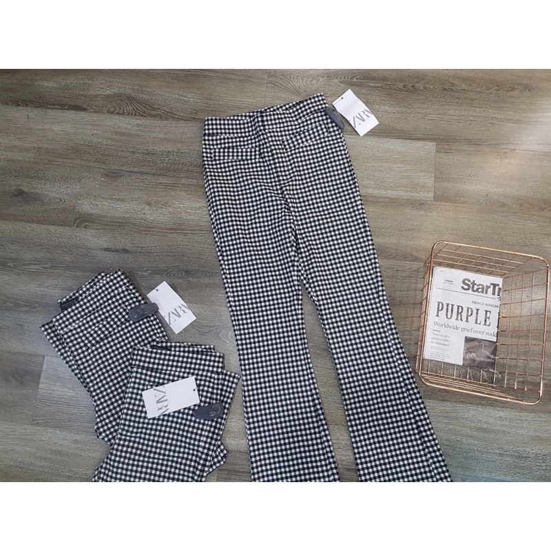 Quần ZARA caro kaki mềm co giãn xuất xịn