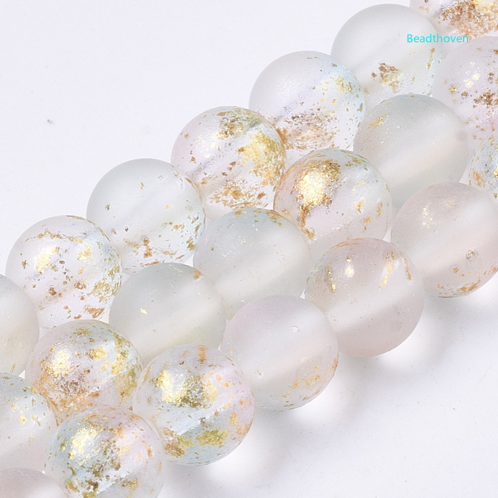 1strand  Frosted Spray Painted Glass Beads Strands with Golden Foil Round Alice Blue 6~7mm Hole: 1.2~1.5mm about 65~67pcs/Strand 14.76 inch~15.12 inch(37.5~38.4cm)