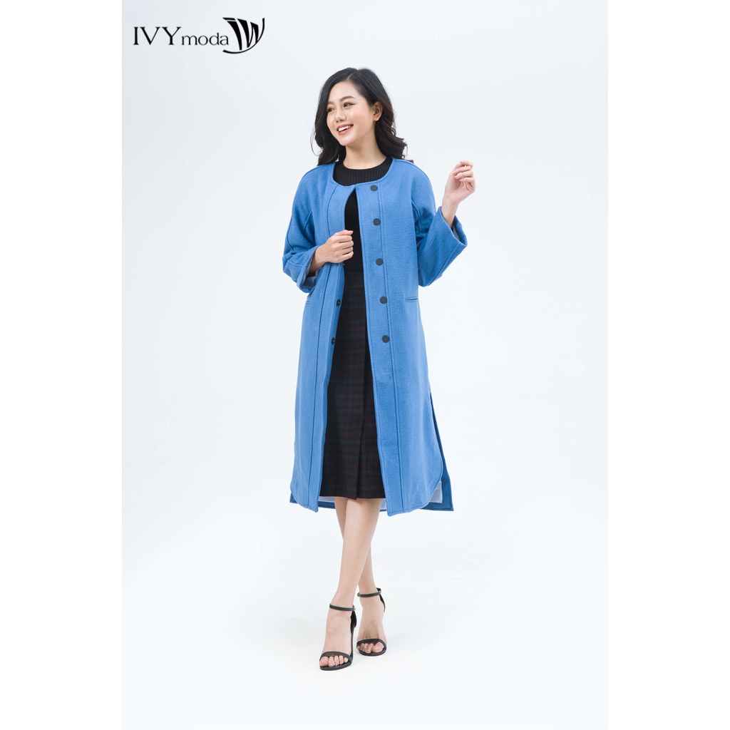 Áo khoác dạ nữ khuy ẩn IVY moda MS 71M4973