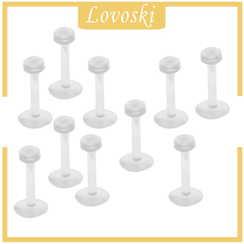 Set 10 Khuyên Mũi Bằng Nhựa Acrylic Trong Suốt