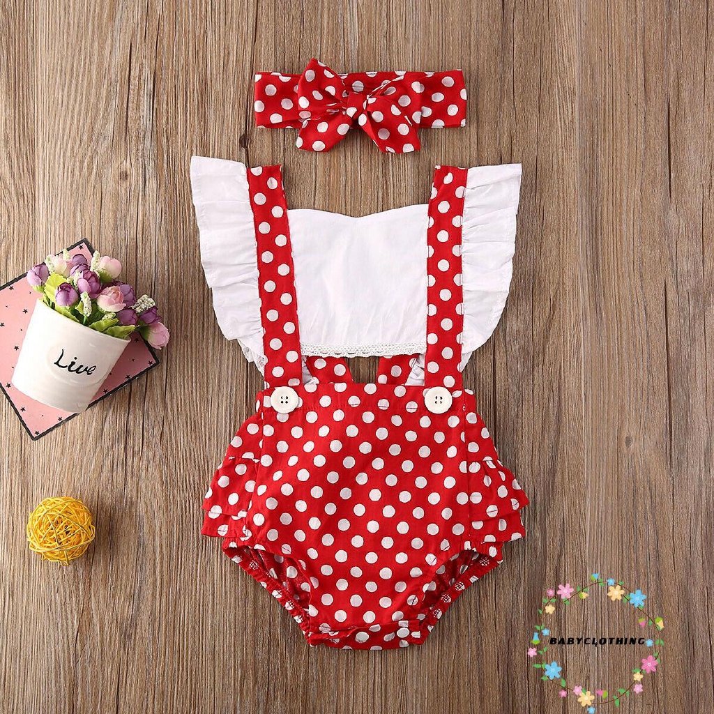 Jumpsuit Hoạ Tiết Chấm Bi Cho Bé Gái