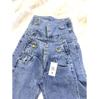 Quần jean nữ baggy ống suông 3 cúc cạp - quần bò nữ lưng cao chỉnh eo