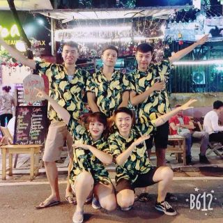 Chuẩn Áo sơ mi trái cây họa tiết chuối hàng chọn