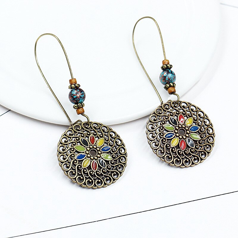 Khuyên tai hình tròn rỗng phong cách vintage