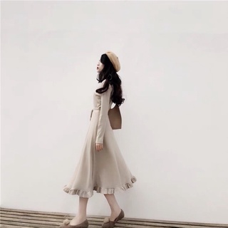 Váy thu đông dài tay co dãn 2 màu