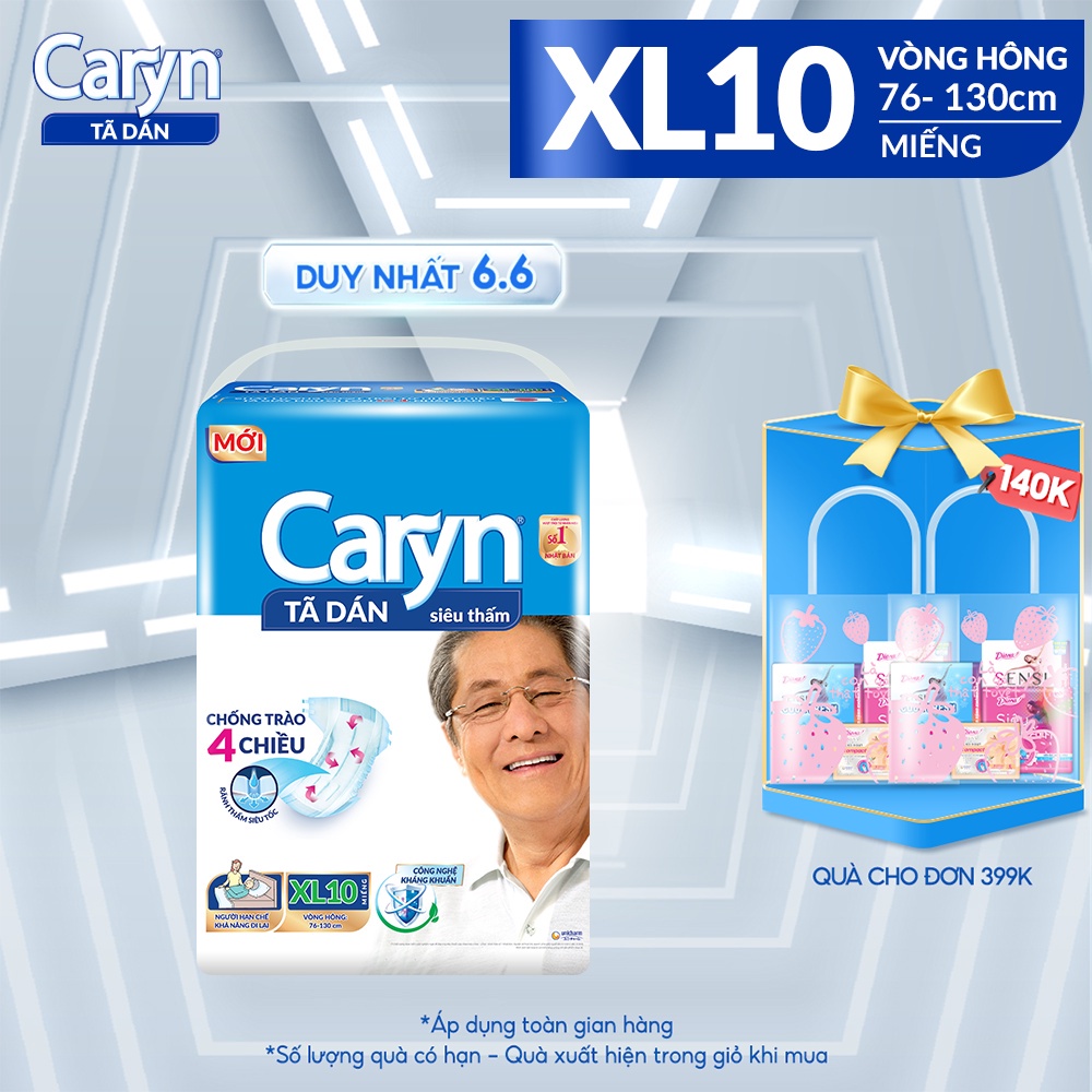 Tã Dán siêu thấm Caryn XL20 cho người lớn vòng hông 76-130cm_Duchuymilk