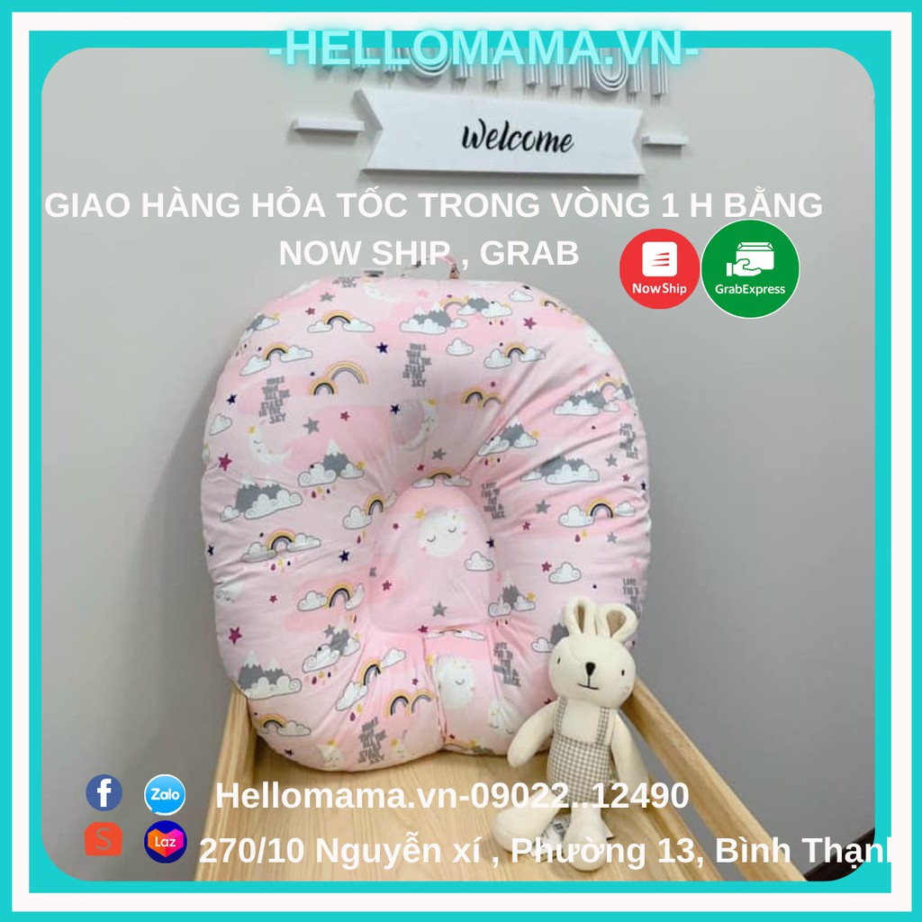 Gối chống trào ngược  Mon Mon-kích thước lớn bé nằm gọn trong gối, không bị tuột, hỗ trợ mẹ cho bé bú  không đau lưng