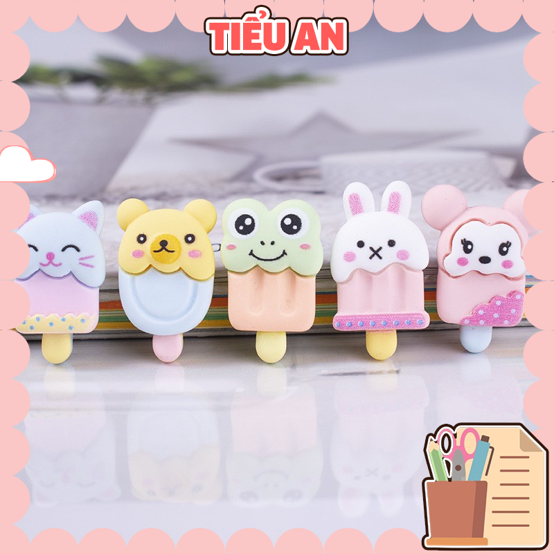 Charm (C515) slime/ Dụng Cụ Charm Trang Trí [Ko Keo &amp; Nút] Que Kem Hình Động Vật Cute - 01 Cái