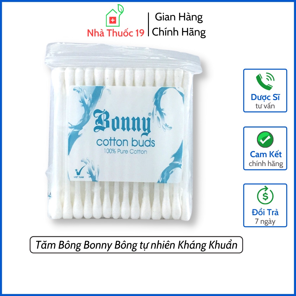 Tăm Bông Bonny Kháng Khuẩn Người Lớn Vệ Sinh Tai Mũi, Bông Ngoáy Tai Aten An Toàn Tiêu Chuẩn Châu Âu