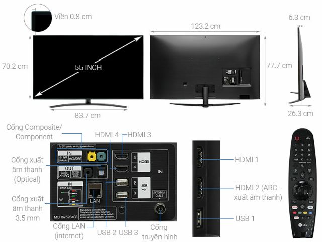 Smart tivi LG 4K 55 inch 55SM8600PTA.MODEL2019