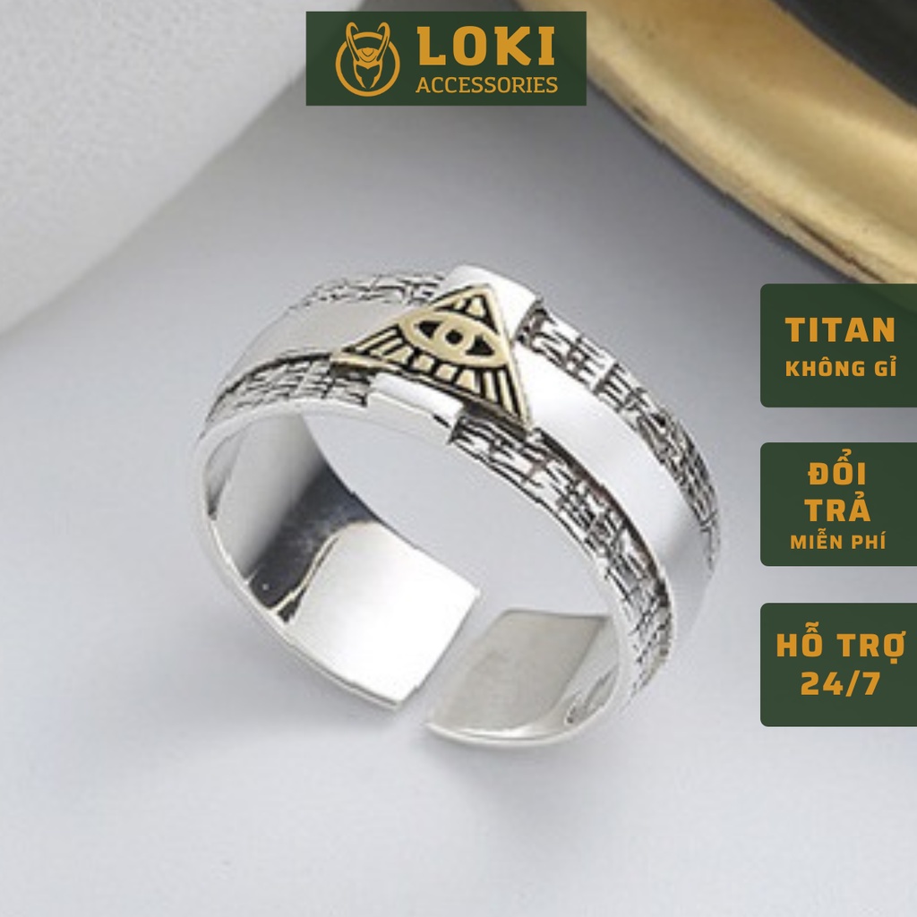 Nhẫn nam nữ tròn Loki Accesories màu bạc thời trang chất Titan đẹp đơn giản không gỉ - Nhẫn Tryan
