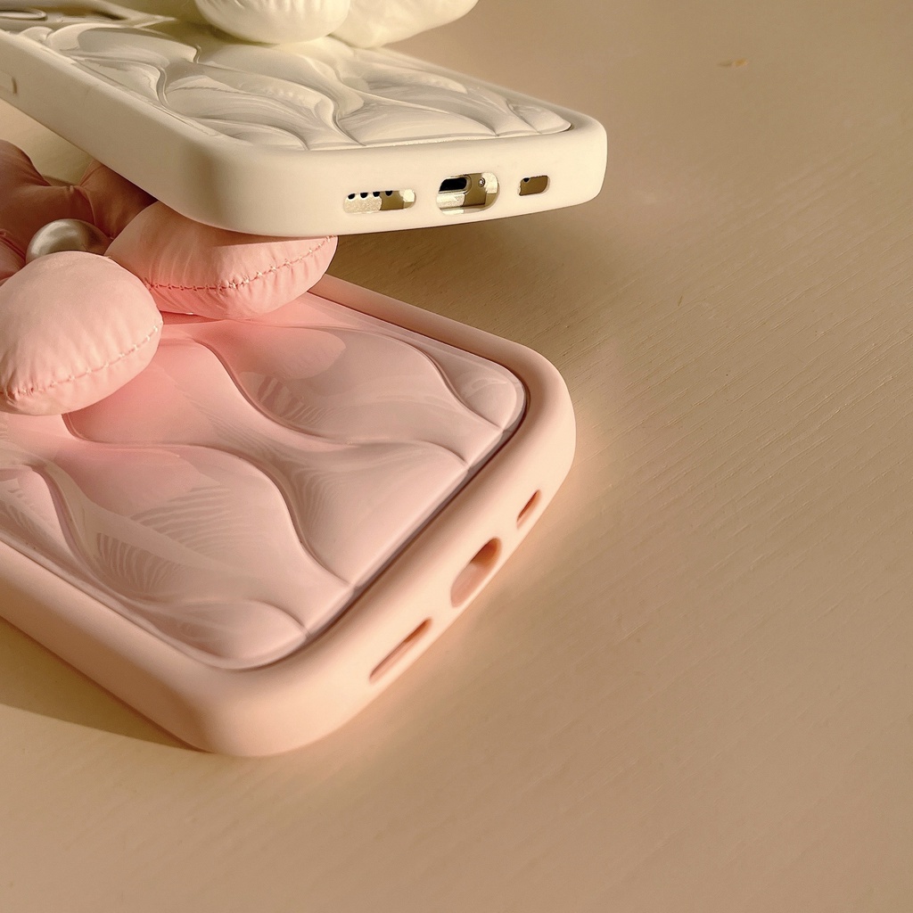 Ốp Điện Thoại TPU Dẻo Màu Trắng Hồng Họa Tiết Hoa 3D Dễ Thương Cho iPhone 14 13 12 11 Pro Max Plus