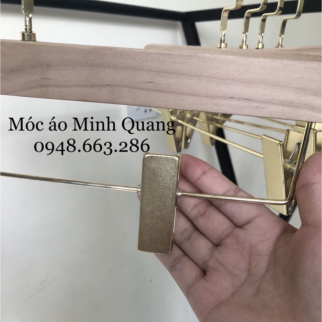 móc treo quần áo-kẹp gỗ mộc mạ vàng-mắc có thiết kế thanh ngang giúp tùy chỉnh dễ dàng hơn-hàng cao cấp