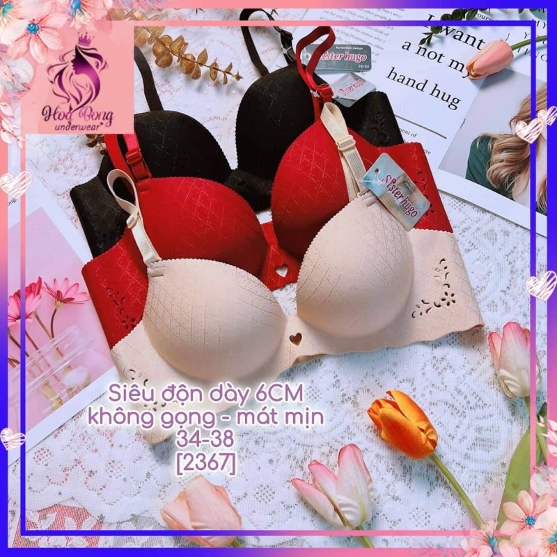 Áo lót nữ su thái siêu độn dày 6CM không gọng dành cho ngực nhỏ, đẩy ngực tạo khe cực đẹp