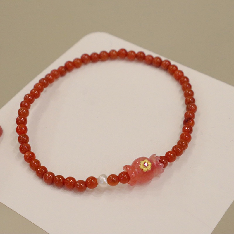 [Hàng Mới Về] Vòng Tay Hạt Đá Mã Não Đỏ Thời Trang