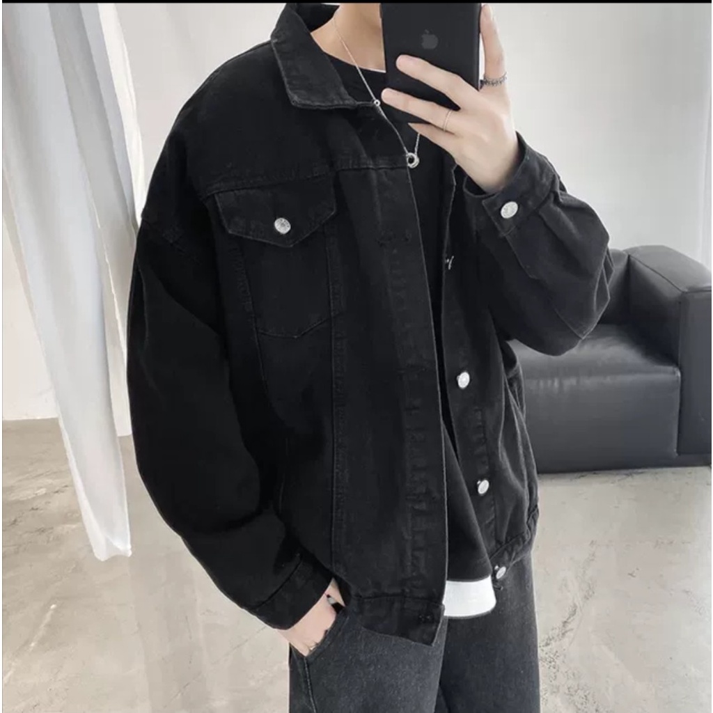 Áo khoác jean nam Vesast form rộng màu đen mẫu mới độc đáo chỉ có tại Chiwawa Shop