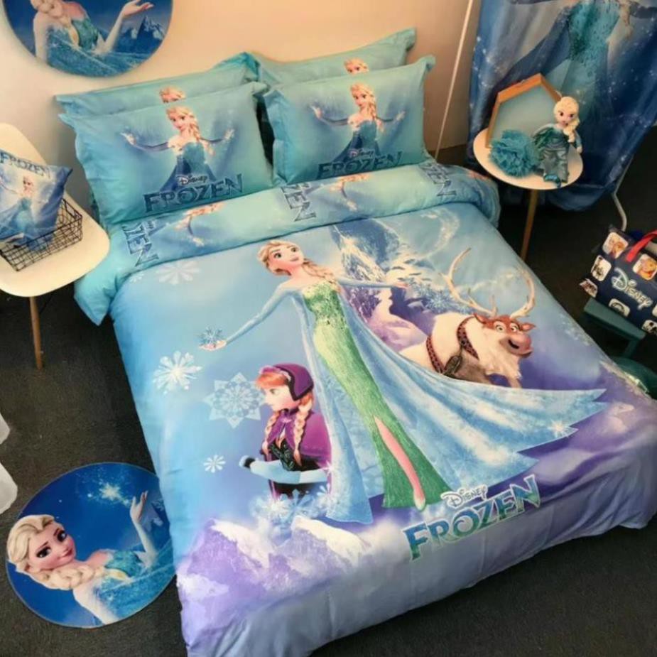 [ Hàng nhập cao cấp ]Bộ ga giường disney cotton cao cấp lụa công chúa Elsa Frozen
