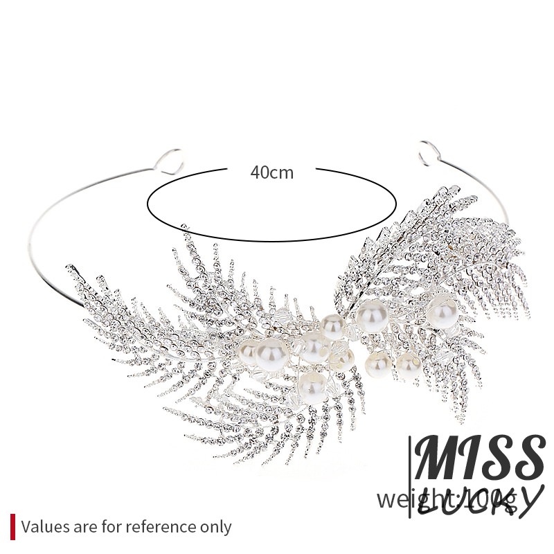 Băng đô cài tóc hình lá đính hạt lấp lánh cho nữ