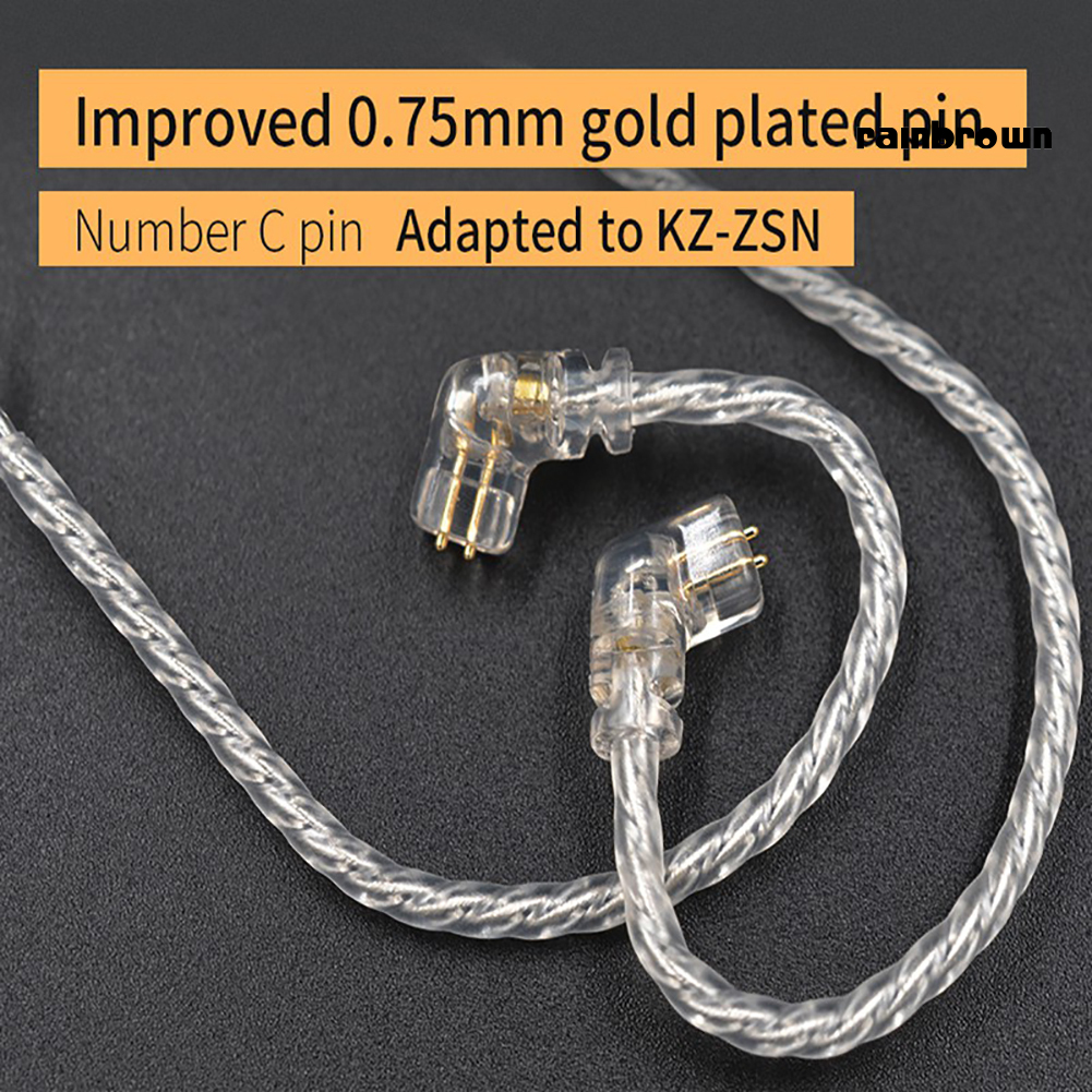 Dây Cáp Tai Nghe Thay Thế Mạ Bạc 3.5mm 0.75mm 2pin Kz-Zsn