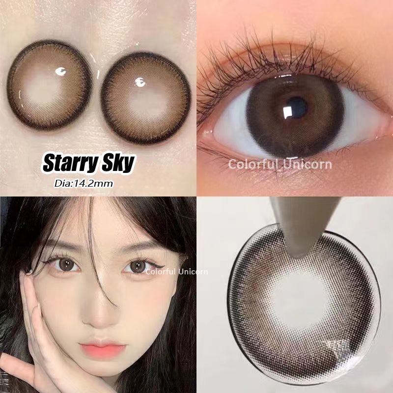 Cặp kính áp tròng COLORHUNTER 14.2mm 0-8 độ dùng một năm thời trang