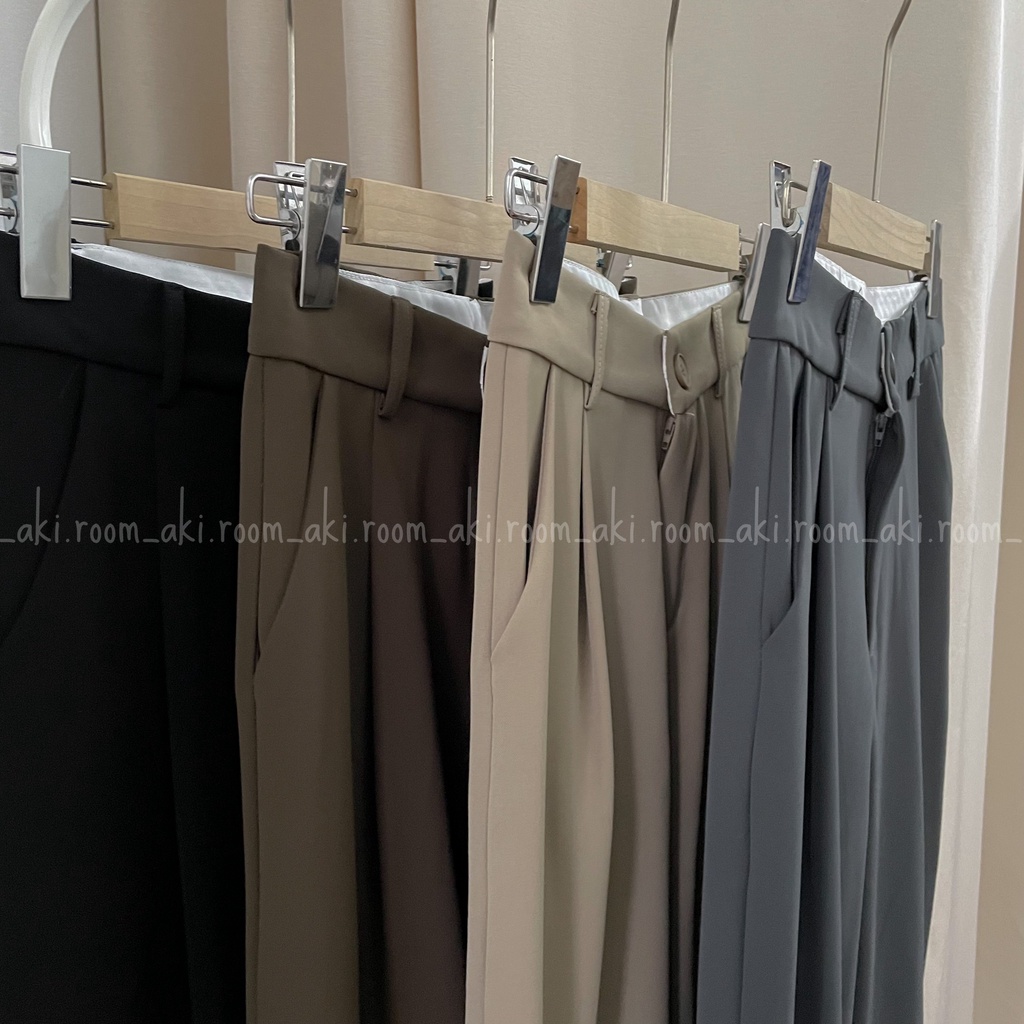 Quần suông trơn mượt cạp phẳng một khuy 218