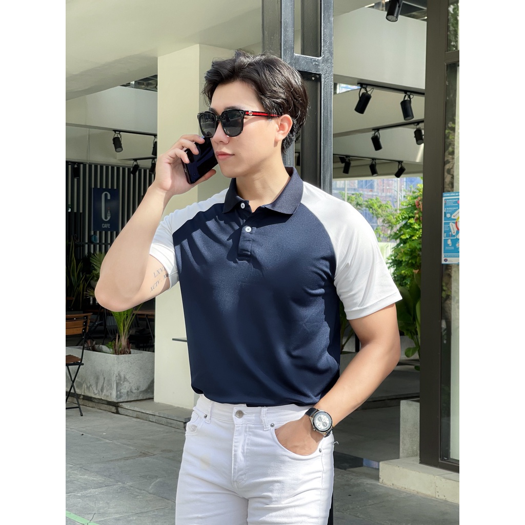 Áo polo nam cổ bẻ phối tay trắng chất vải cá sấu Cotton xuất xịn,chuẩn form, sang trọng - thanh lịch TB049