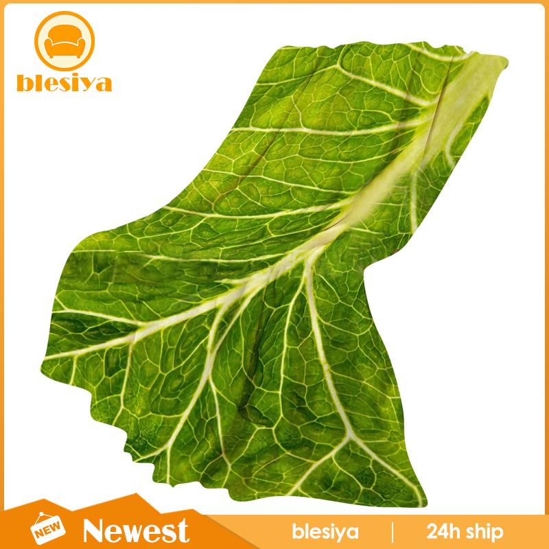 [Blesiya] Chăn Sofa Vải Flannel Mềm Ấm Áp Thoải Mái Họa Tiết Lá Lettuce