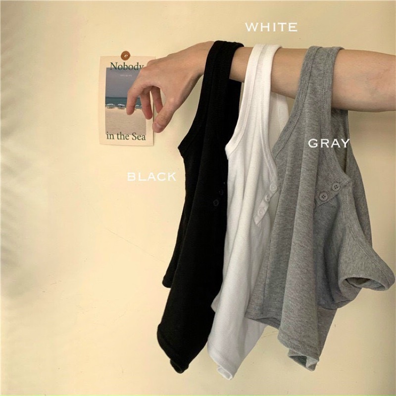 Áo Thun Coton Zip Ba Lỗ 3 Cúc Form Ôm Body Nhiều Màu - Áo Thiết Kế Ba Lỗ Cổ Cúc Kiểu Dáng Basic Dễ Mặc