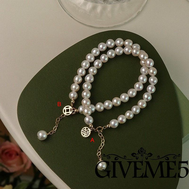Vòng tay may mắn đính ngọc trai giả thời trang cho nữ
