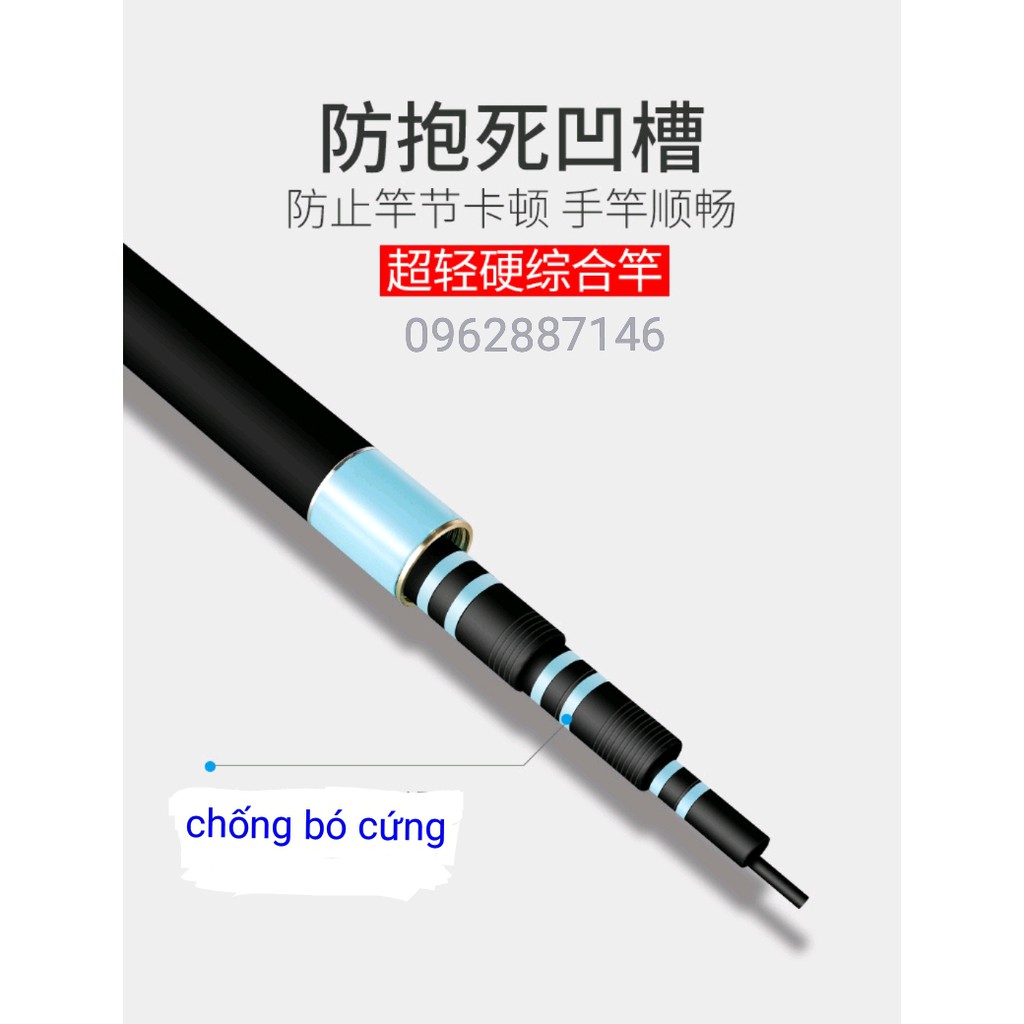 Cần câu tay shimano 5H chống nổ siêu catbon tặng ngọn