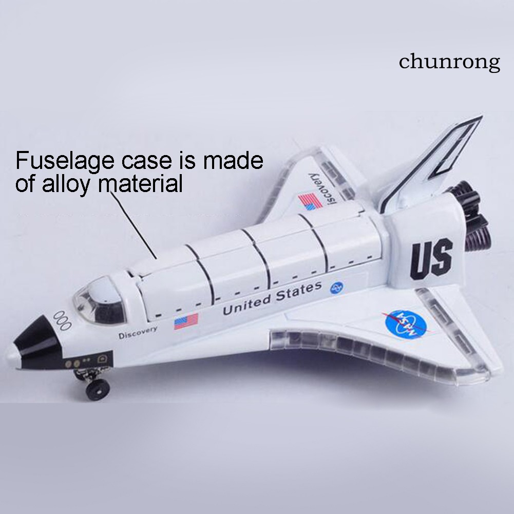 CR+Diecast Space Shuttle Plane Pull back Model with Sound Light Display Stand Toy