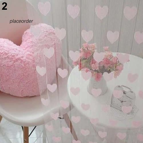 Rèm cửa dây tua rua nhựa hình trái tim xinh xắn 1x2m