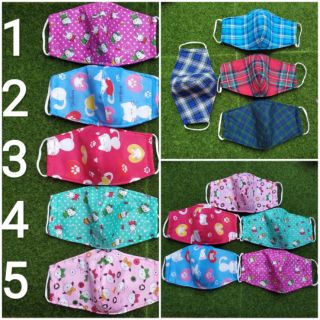 Khẩu trang vải 3 lớp dày dặn cho nam nữ carô sọc kẻ hình mèo dễ thương nhiều màu sắc