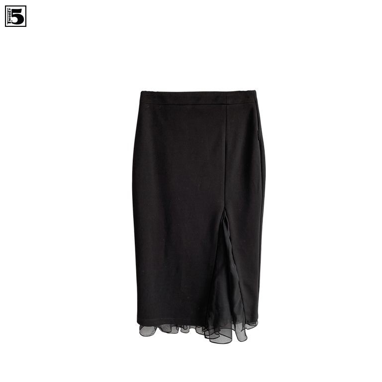 Chân váy nữ công sở xẻ vạt lệch phối voan Twentyfive T350