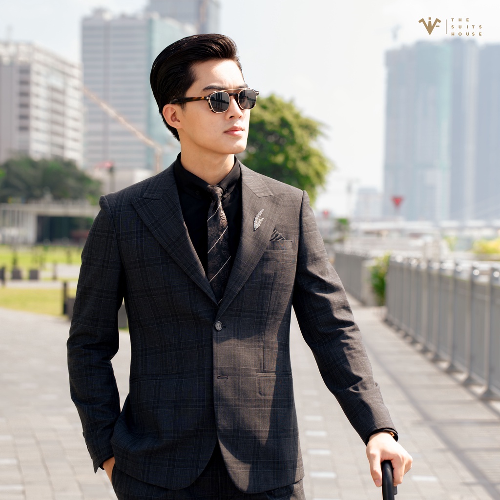 Bộ vest nam xám kẻ ô, suits sartorial, chuẩn form The Suits House