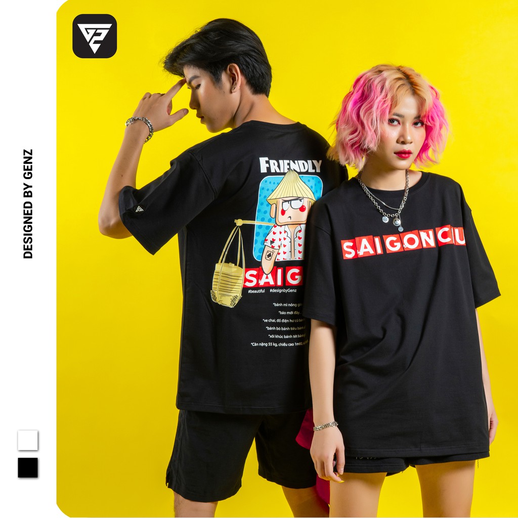 Áo thun tay lỡ GENZ phông Unisex nam nữ chất liệu Premium Cotton form rộng Sài Gòn Ciu Gánh Hàng Rong SGC002 | BigBuy360 - bigbuy360.vn