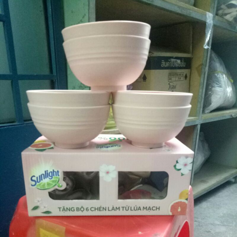bộ có 6 chén ăn cơm, chất liệu nhựa lúa mạch
